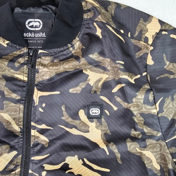 Ecko Unltd Camo Bomber Jacket Men's Small size Polyester Full Zip Streetwear Y2K - Picture 10 of 16